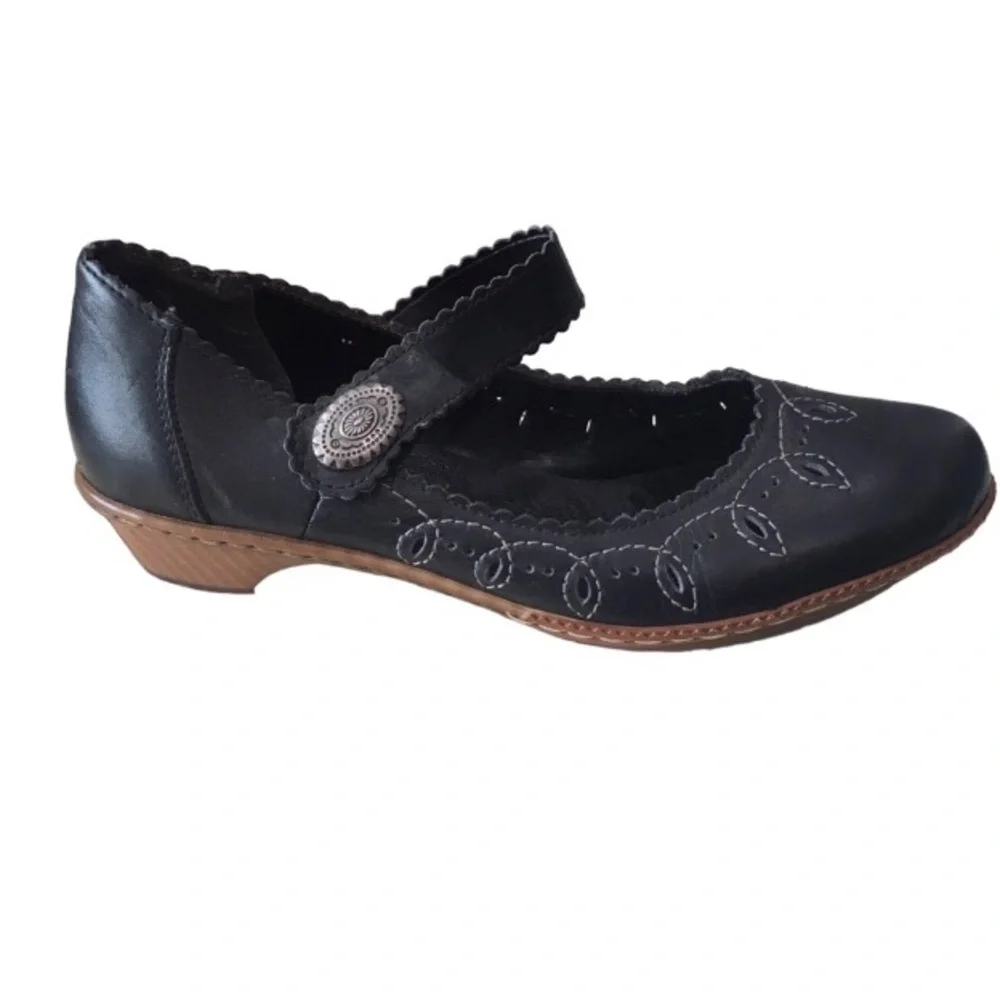 Rieker Antistress Mary Jane Black Comfortable Casual Shoes 41-10.5